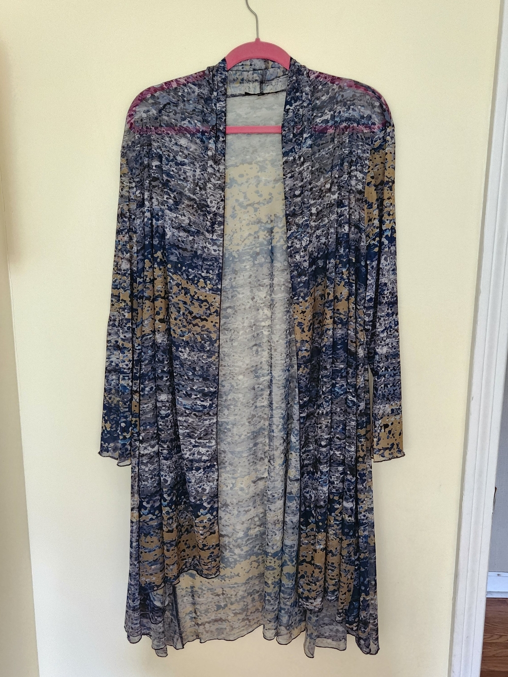Kozan Sheer Mesh Duster Cardigan Abstract Avantgarde Open Artwear Lagenlook L